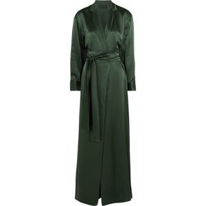 NWT Michael Lo Sordo Silk Satin Forest Green Maxi